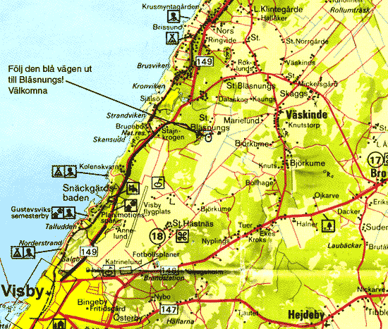 Karta Visby - Blsnungs - Vskinde